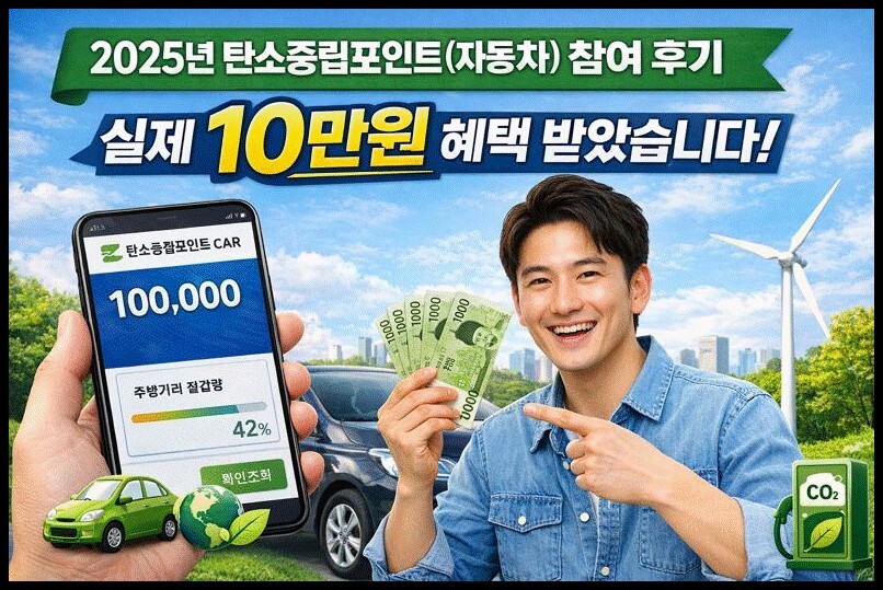 2025년 탄소중립포인트(자동차) 참여후기로 실제 10만원 혜택 받은 남자