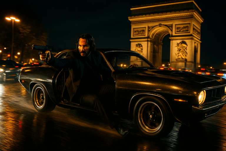 존윅4 파리 개선문 권총 추격전